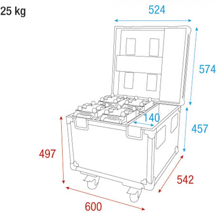 Showtec Case voor 4x Shark Wash Zoom Two/Spot Two/Beam