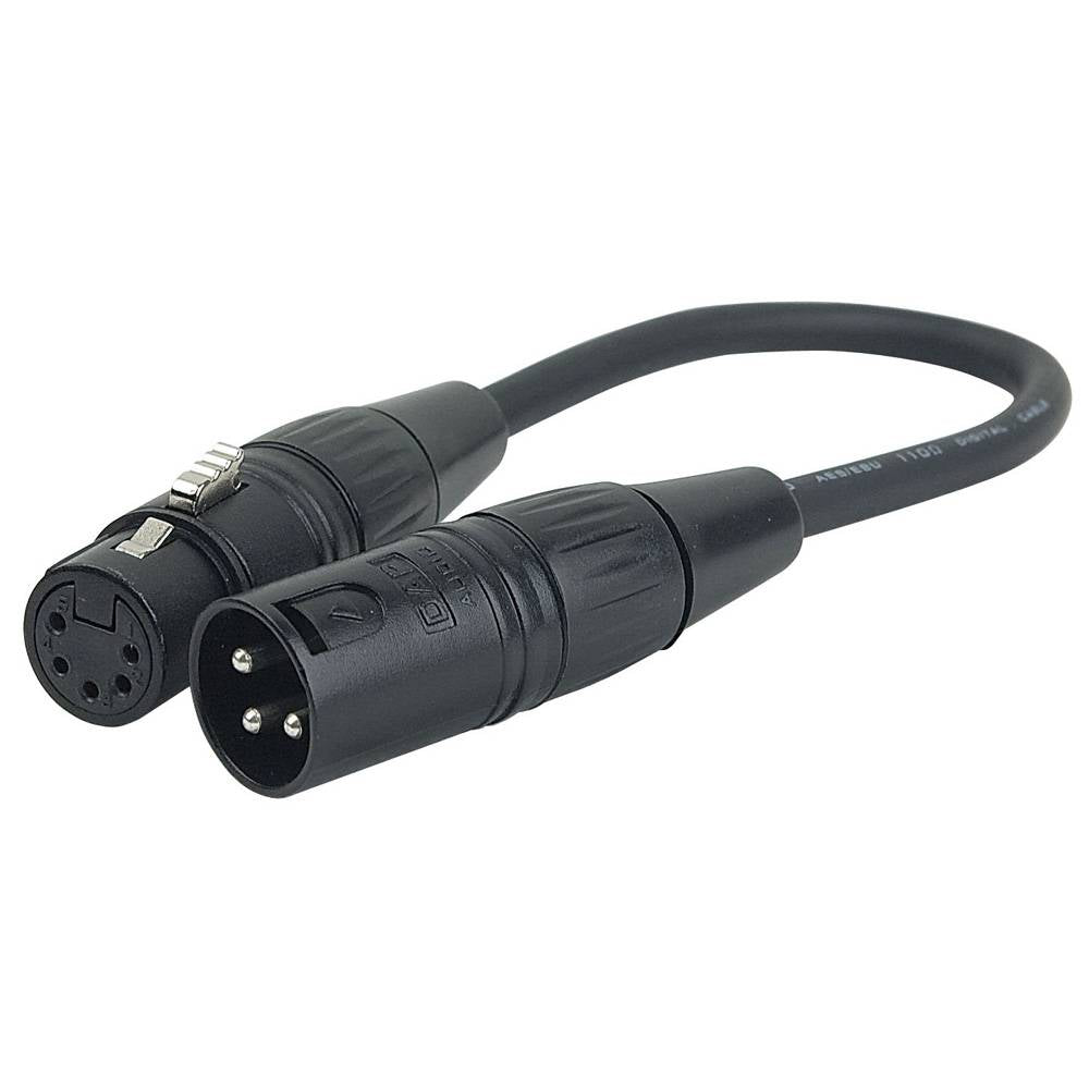 DAP FLA37 3P XLR MELE NAAR 5P XLR FEMALE DMX VERLOOP 25CM