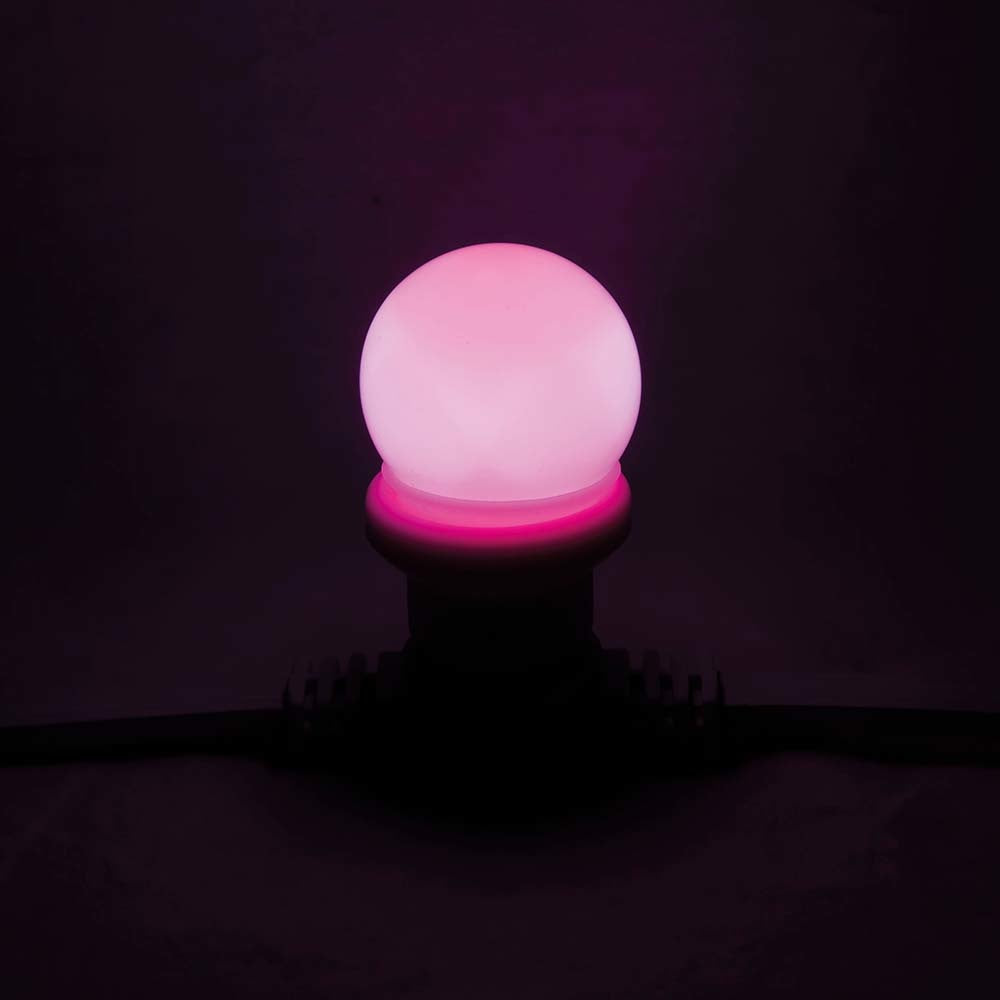 SHOWGEAR G45 E27 DIMBARE KUNSTSTOF LED-LAMP VOOR PRIKKABEL 1W ROZE