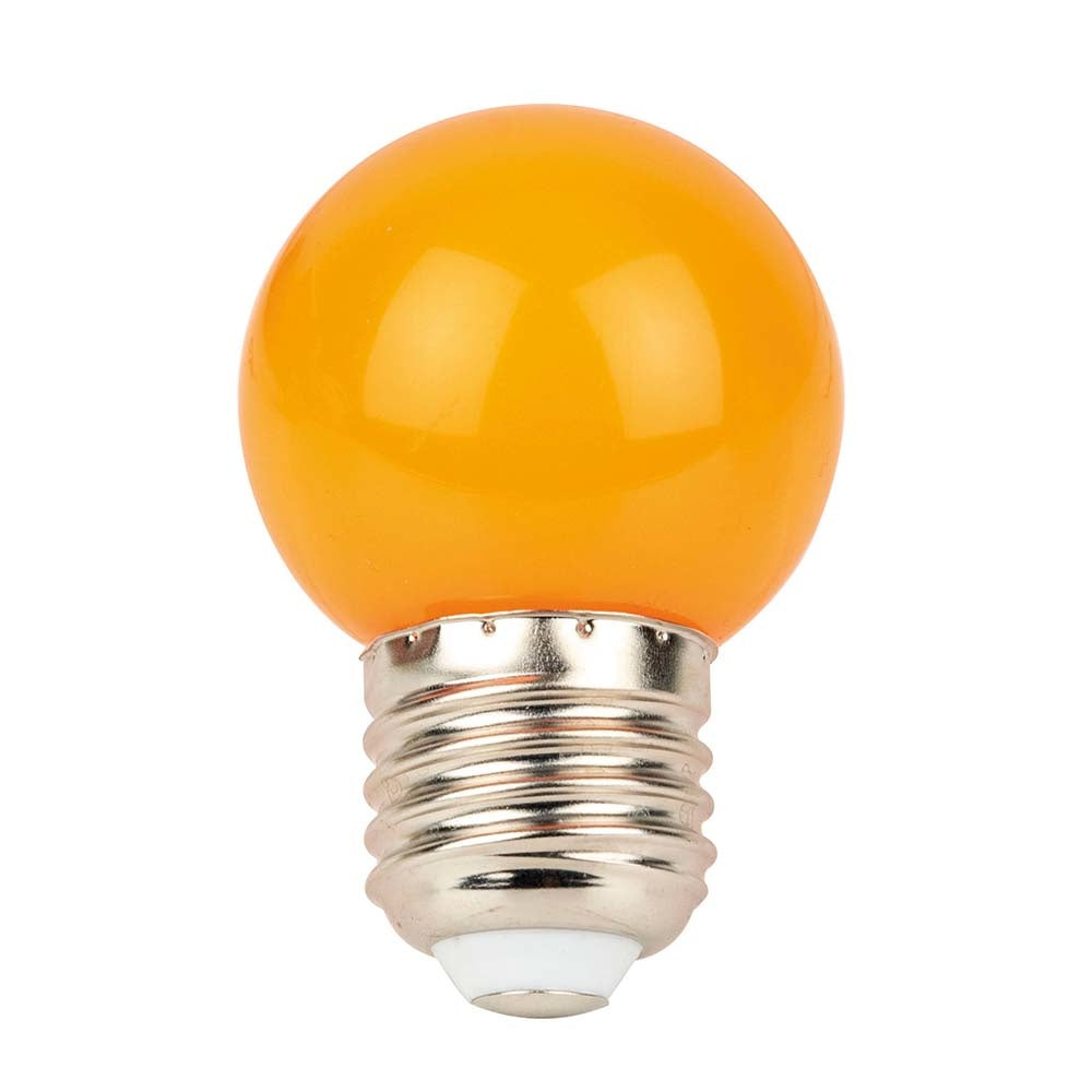 SHOWGEAR G45 E27 DIMBARE KUNSTSTOF LED-LAMP VOOR PRIKKABEL 1W ORANJE