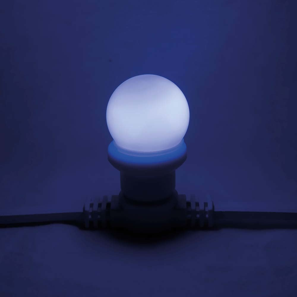SHOWGEAR G45 E27 DIMBARE KUNSTSTOF LED-LAMP VOOR PRIKKABEL 1W BLAUW