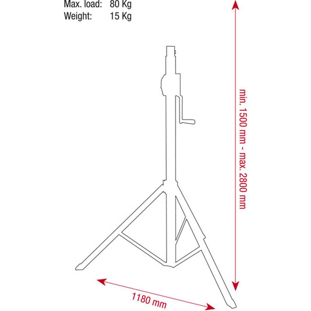 SHOWTEC GOLIATH-STUDIO BASIC 2800 WIND-UP STATIEF TOT 2,80M EN 80KG