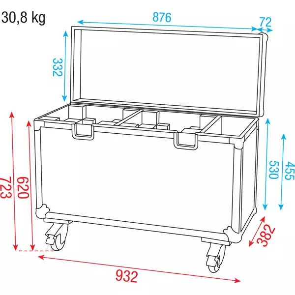 DAP LCA-PHA5 Flightcase voor 2 Showtec Phantom 75 of Phantom 95 LED Spot Moving Heads