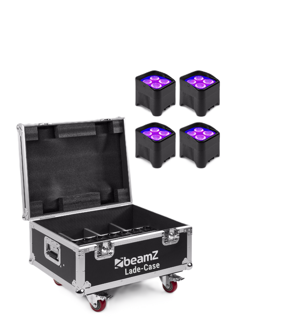 Set 4x Accu LED spot (uplighter) RGBAW+UV draadloos dmx