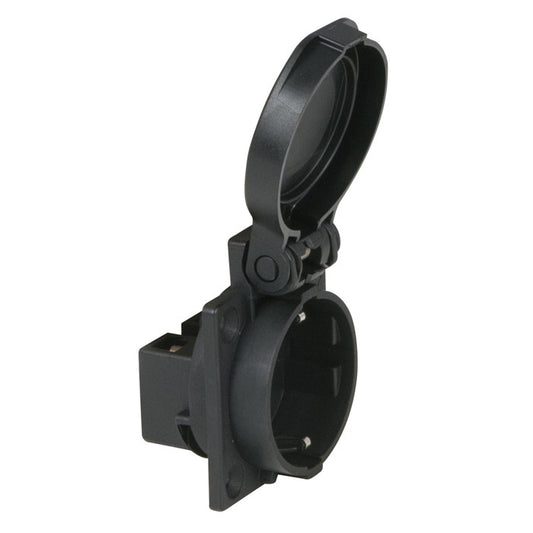 SHOWTEC SCHUKO INBOUW MET KLEPJE 230V FEMALE ZWART
