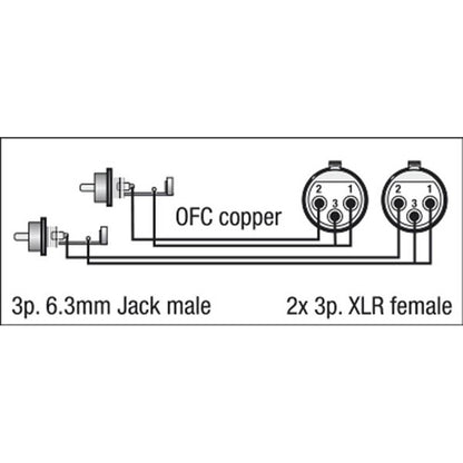 DAP FL25 VERLOOPKABEL 2X XLR FEMALE NAAR 2X RCA 3M