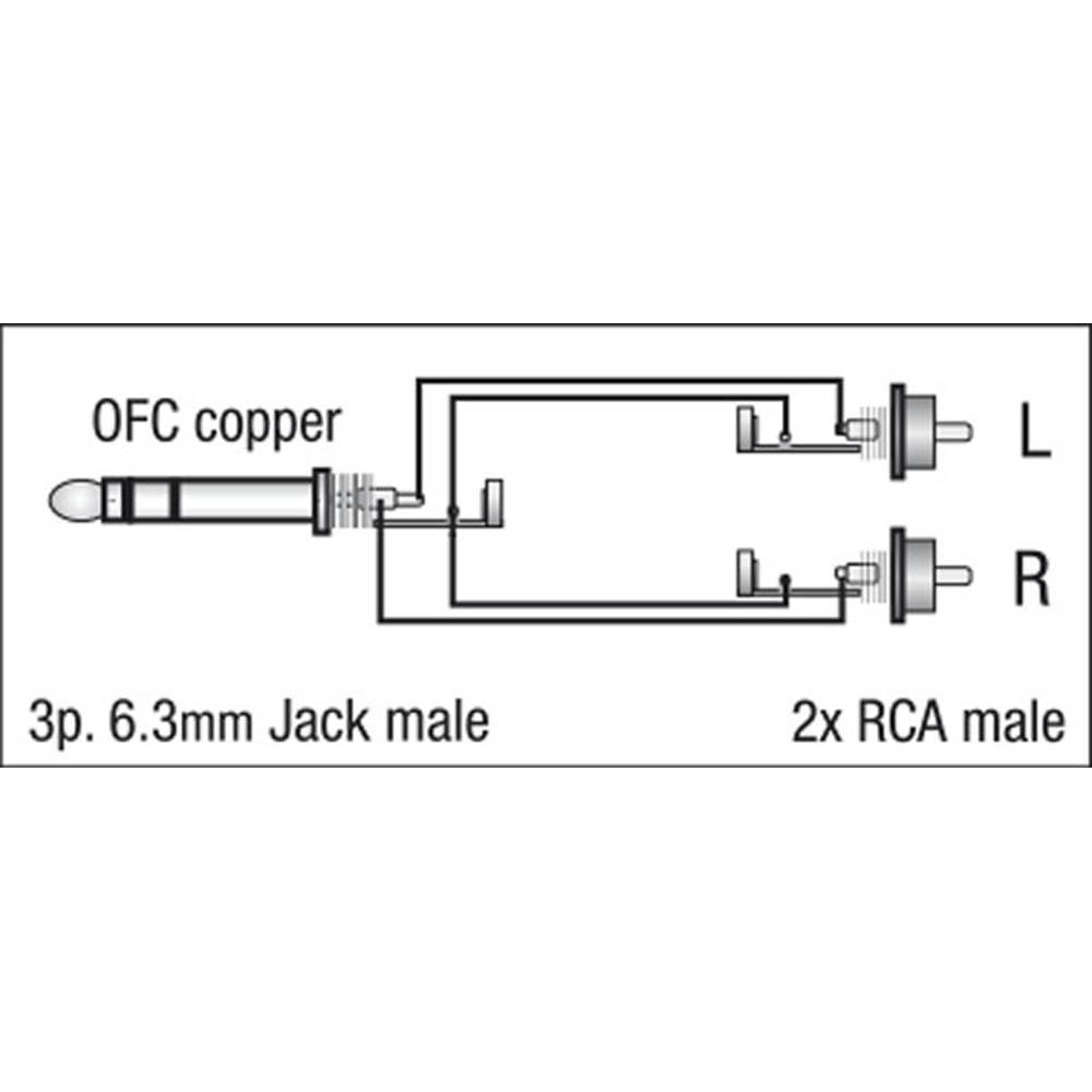 DAP FL35 1X STEREO JACK NAAR 2X RCA 3M