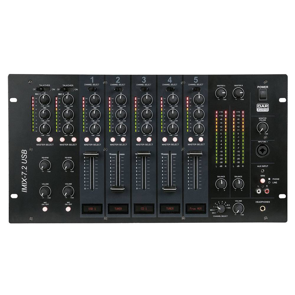 DAP IMIX-7.2 USB 7-KANAALS INSTALLATIE MIXER