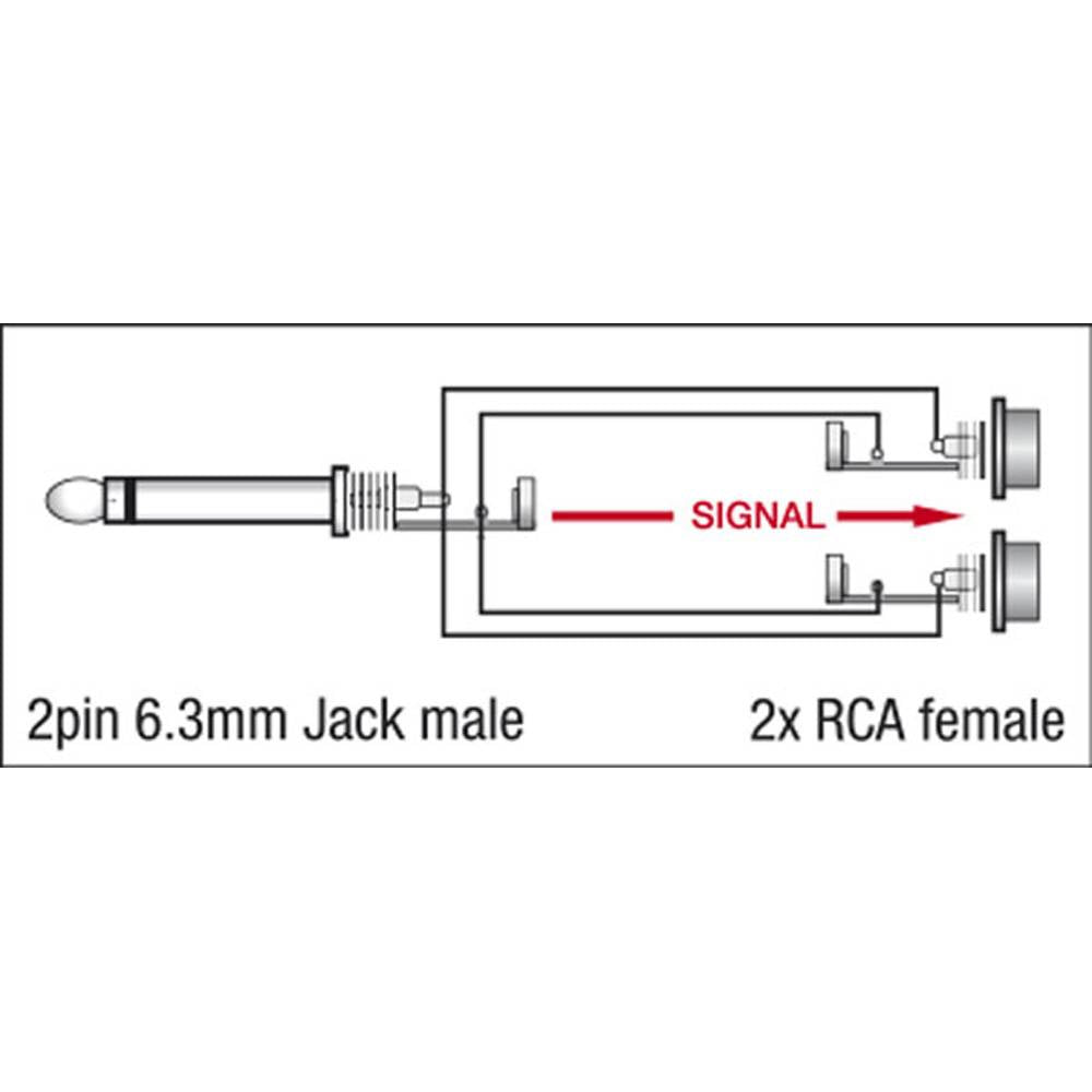 DAP XGA19 JACK MONO MALE NAAR 2X RCA FEMALE ADAPTER