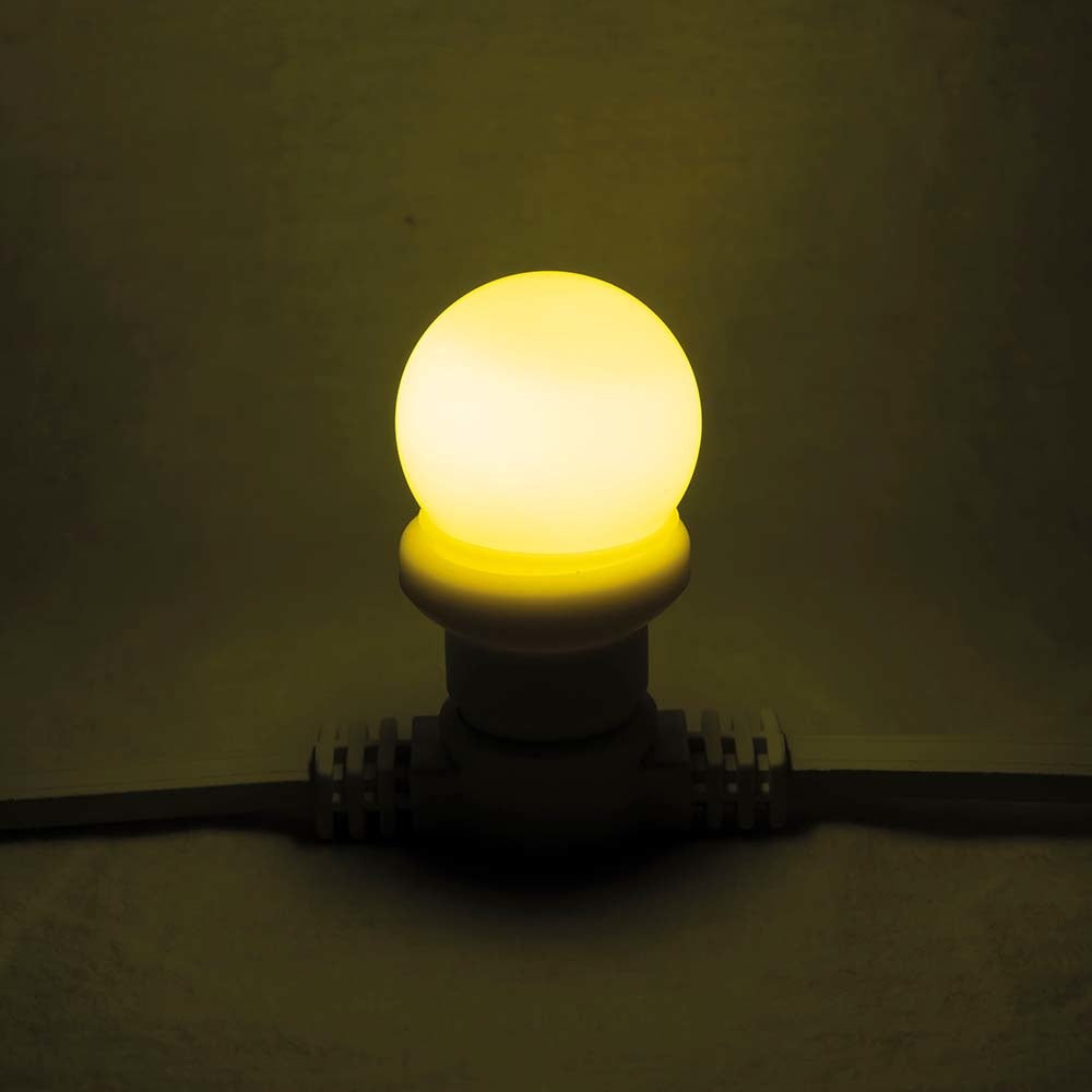 SHOWGEAR G45 E27 DIMBARE KUNSTSTOF LED-LAMP VOOR PRIKKABEL 1W GEEL