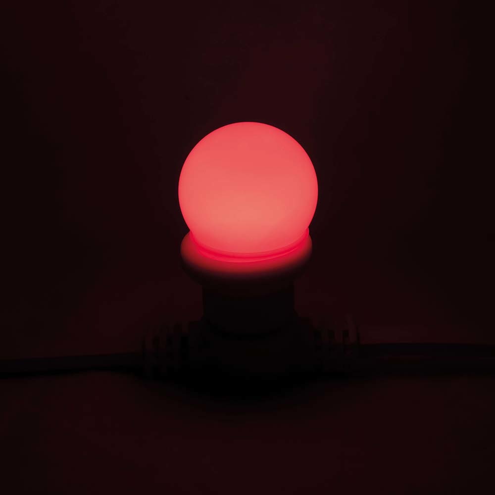 SHOWGEAR G45 E27 DIMBARE KUNSTSTOF LED-LAMP VOOR PRIKKABEL 1W ROOD