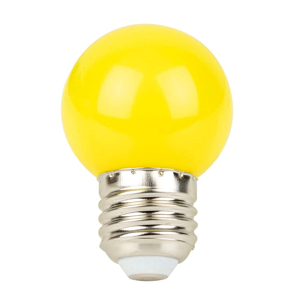 SHOWGEAR G45 E27 DIMBARE KUNSTSTOF LED-LAMP VOOR PRIKKABEL 1W GEEL